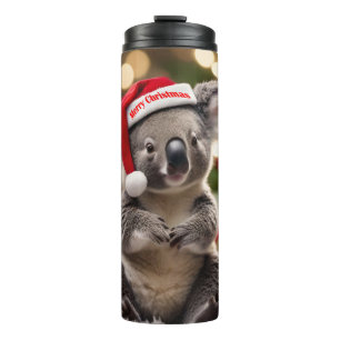 Bouteilles Isothermes Koala Oear Portant Le Chapeau Du Père Noël,
