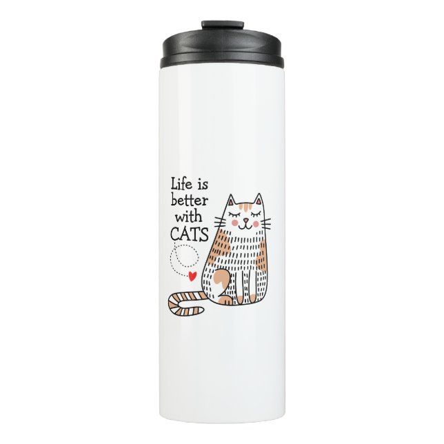 Bouteilles Isothermes La vie est meilleure avec des chats Doodle (Devant)