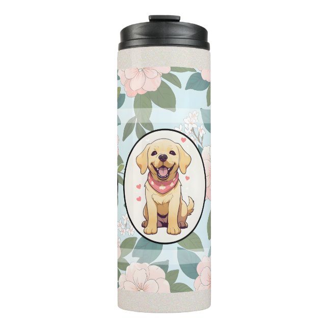 Bouteilles Isothermes Labrador Retriever classique fleurs arrière - plan (Devant)