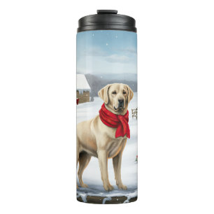 Bouteilles Isothermes Labrador Retriever dans la neige à Noël