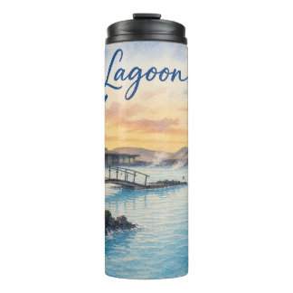 Bouteilles Isothermes Lagon bleu Islande bain thermal aquarelle 
