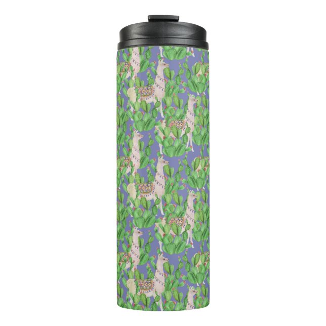 Bouteilles Isothermes Lama d'aquarelle et motif de Catus (Devant)
