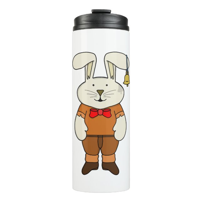 Bouteilles Isothermes Lapin avec une cloche à l'oreille (Devant)