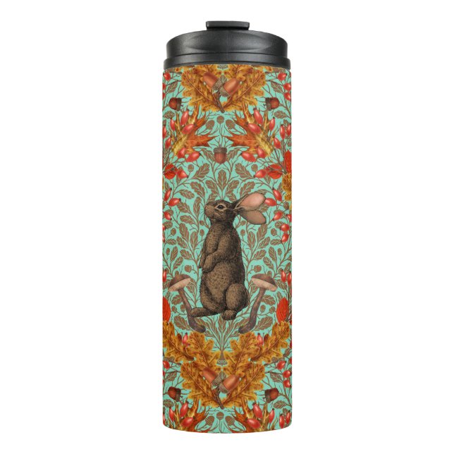 Bouteilles Isothermes Lapin d'automne sur vert clair (Devant)