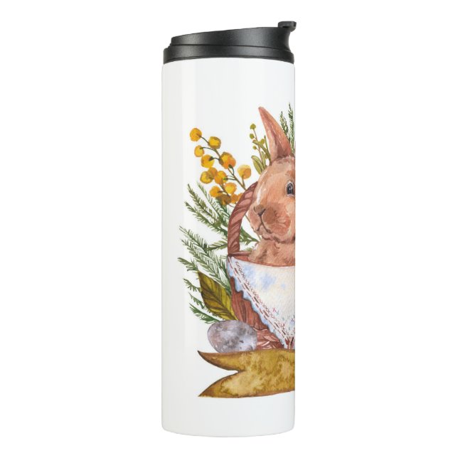 Bouteilles Isothermes Lapin de Pâques dans un panier (Tourné sur la gauche)