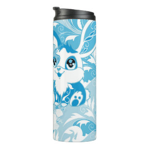 Bouteilles Isothermes Lapin de Pâques heureux Mignon Bleu Kawaii