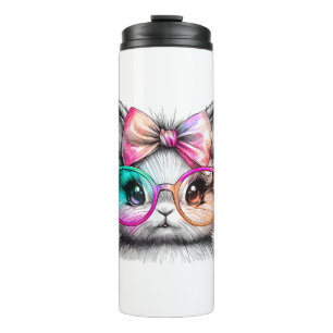 Bouteilles Isothermes Lapin mignon avec lunettes Cravate teint Jour de P