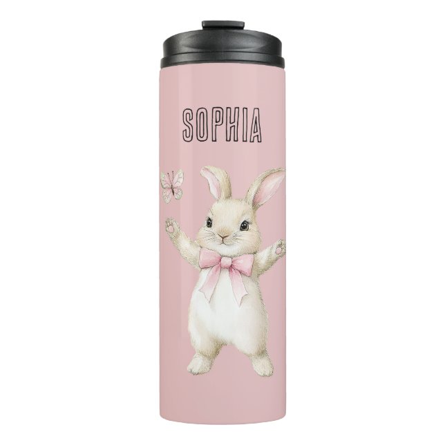 Bouteilles Isothermes Lapin Papillon Blush Rose   (Devant)