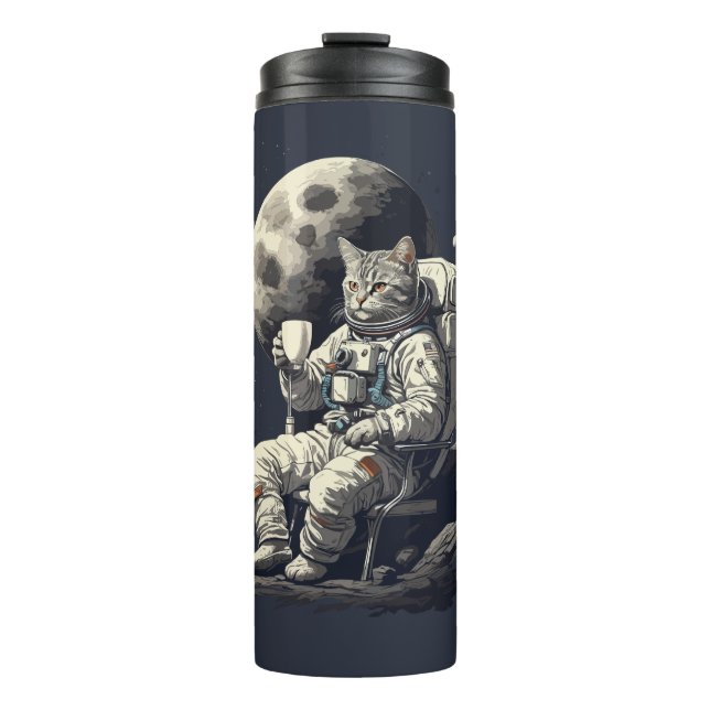 Bouteilles Isothermes L'astronaute Chat ayant une coupe de café (Devant)