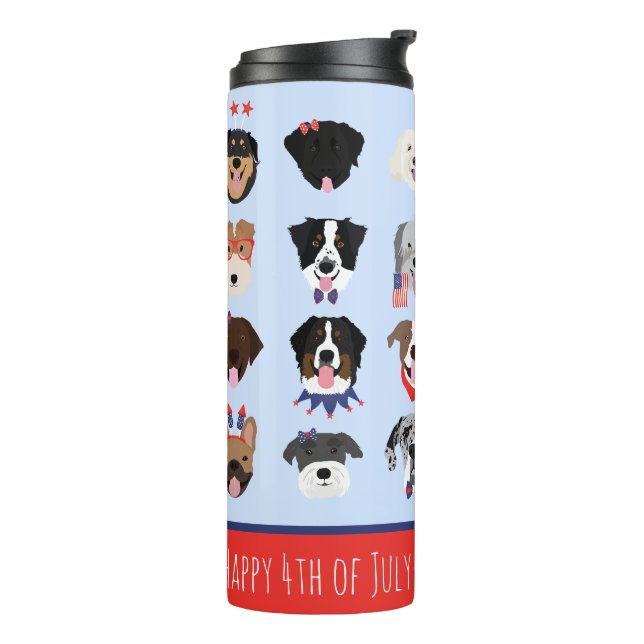 Bouteilles Isothermes Le 4 Juillet Dog Visages (Tourné sur la gauche)