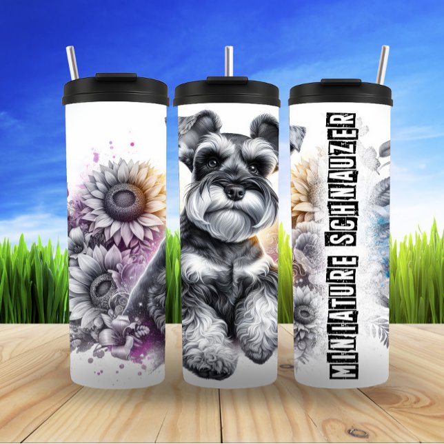 Bouteilles Isothermes Le charme floral de Schnauzer miniature (Créateur téléchargé)