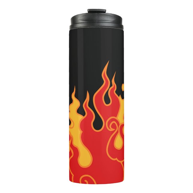 Bouteilles Isothermes Le feu. Langues flammes sur un arrière - plan noir (Devant)