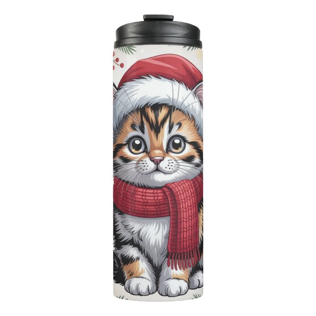 Bouteilles Isothermes Le Petit Aide de Noël Chat (Devant)