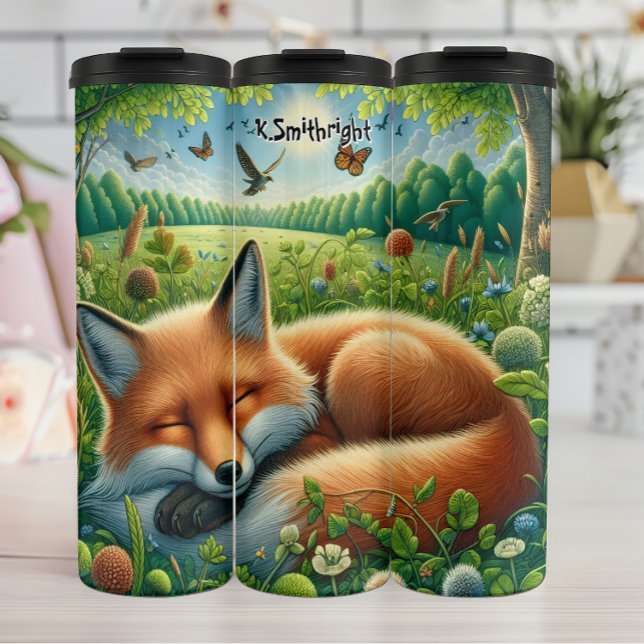 Bouteilles Isothermes Le renard couché dans une prairie (Créateur téléchargé)