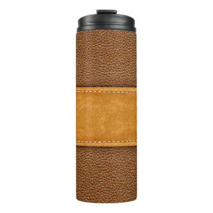 Bouteilles Isothermes Leather Luxe : Elégance Brown avec points