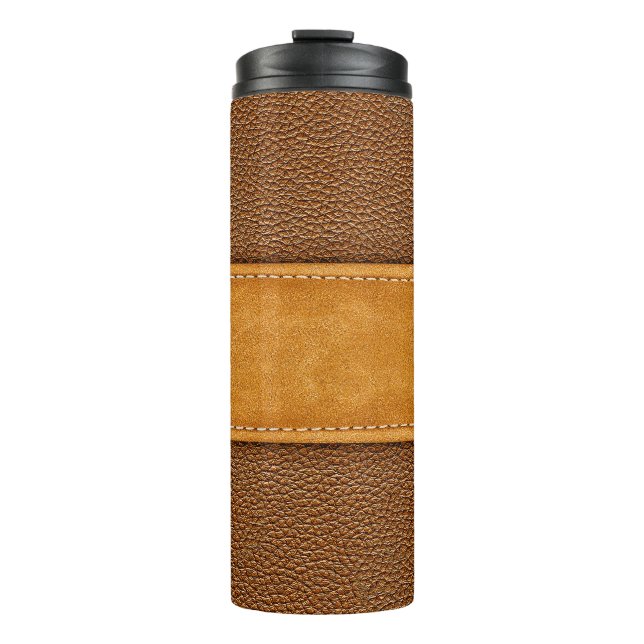 Bouteilles Isothermes Leather Luxe : Elégance Brown avec points (Devant)