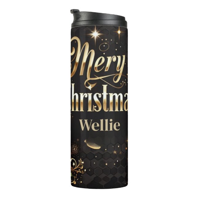 Bouteilles Isothermes Leopard Christmas Gold Personalized Tumbler (Tourné sur la droite)