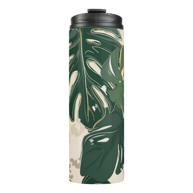 Bouteilles Isothermes Leopard Monstera : Jungle Imprimer Vintage. (Devant)