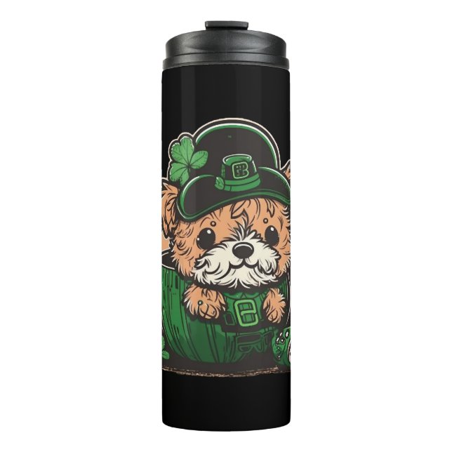 Bouteilles Isothermes Leprechaun Puppies Sticker, St. Patrick’s Day. (Devant)