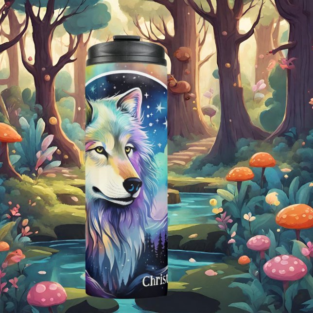 Bouteilles Isothermes Les amateurs de loups adorent ajouter un nom (Créateur téléchargé)