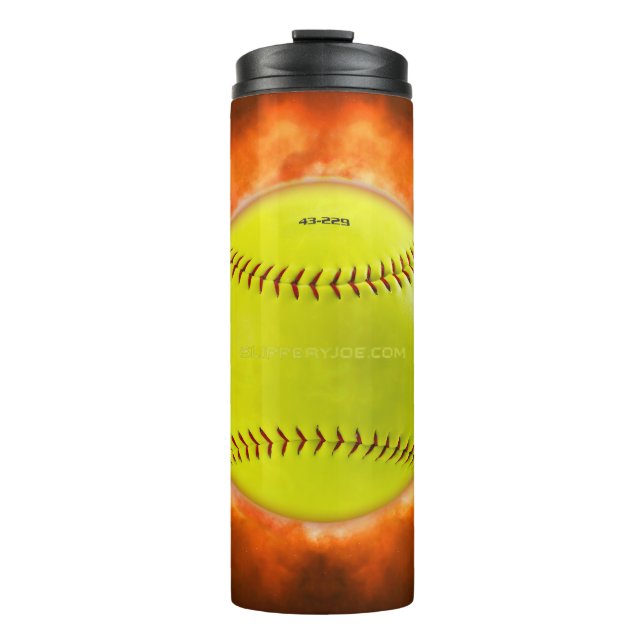 Bouteilles Isothermes Les flammes de balle rapide de softball jaune de S (Devant)