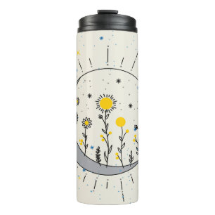 Bouteilles Isothermes Les fleurs planent le soleil et la lune graphisme
