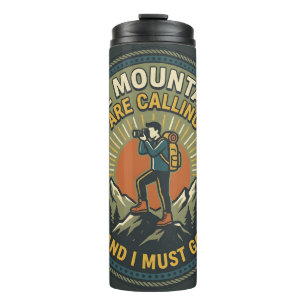 Bouteilles Isothermes Les montagnes appellent Badge Randonnée Vintage