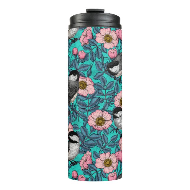 Bouteilles Isothermes Les poulets dans la nature rose, rose et bleu (Devant)