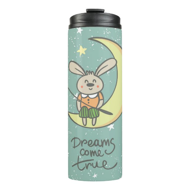 Bouteilles Isothermes Les rêves deviennent réalité | Lapin sur la Lune (Devant)