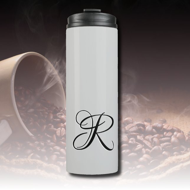 Bouteilles Isothermes LETTRE INITIALE Calligraphie 3D Noire | Pastel Gre (Créateur téléchargé)