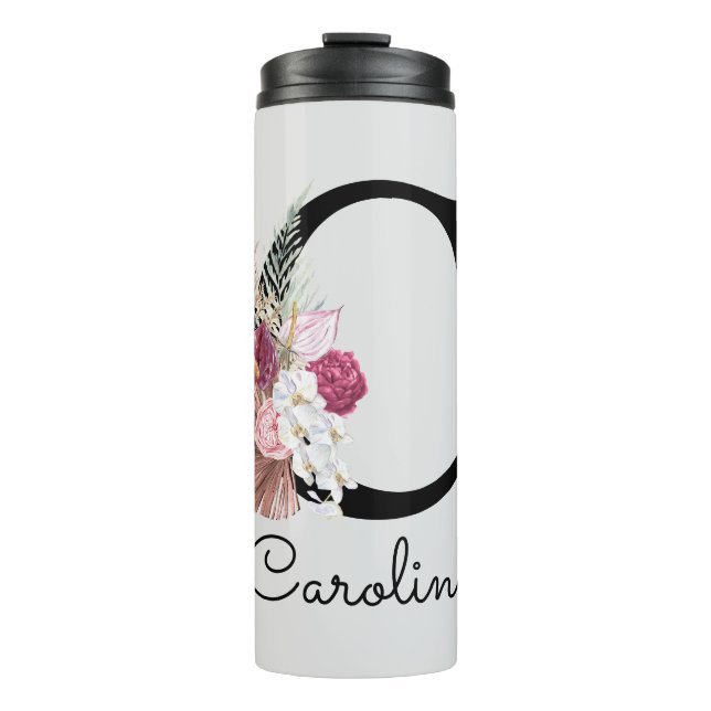 Bouteilles Isothermes Lettre initiale florale rose moderne C (Devant)