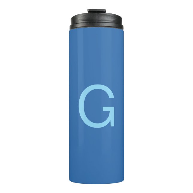 Bouteilles Isothermes Lettre initiale monogramme acier bleu personnalisé (Devant)