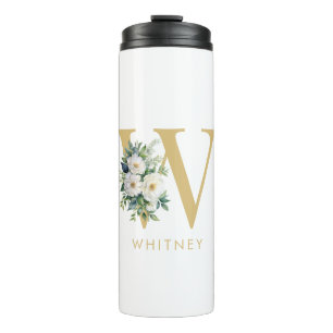 Bouteilles Isothermes Lettre monogramme Floral Nom initial