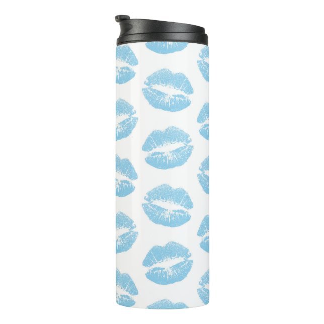 Bouteilles Isothermes Lèvres Bleues, Motif De Lèvres, Bleu, Baiser (Tourné sur la droite)
