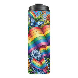 Bouteilles Isothermes LGBTQIA+ Drapeaux de fierté, Arcs-en-ciel, Fleurs