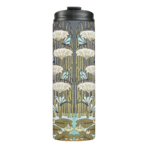Bouteilles Isothermes Libellule et Lys Vert Sauge Vintage Art