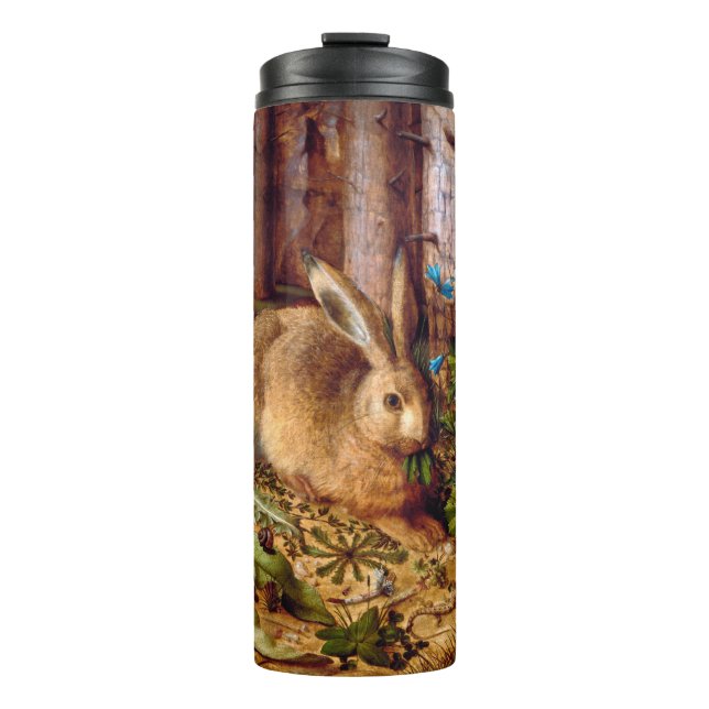 Bouteilles Isothermes Lièvre dans la forêt Hans Hoffmann Rabbit Peinture (Devant)