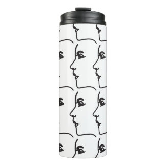 Bouteilles Isothermes Ligne continue, profils faciaux, illustration arti