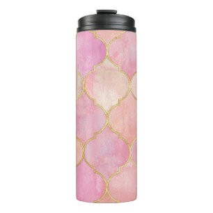 Bouteilles Isothermes Ligne d'or marocaine : Aquarelle rose
