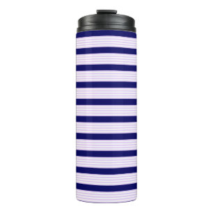 Bouteilles Isothermes Lilac et rayures blanches motif avec bleu marine
