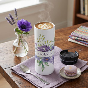 Bouteilles Isothermes Lilas aquarelle florale personnalisée