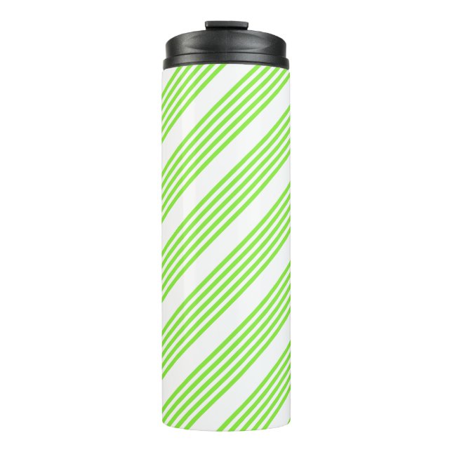 Bouteilles Isothermes Lime vert et blanc cinq bandes motif (Devant)