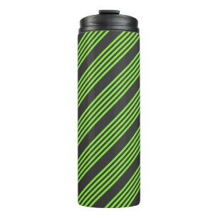Bouteilles Isothermes Lime vert et charbon de bois cinq bandes motif