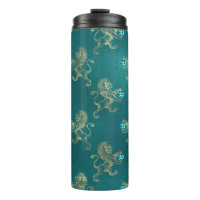 Lion héraldique turquoise et or et Gem aquatique