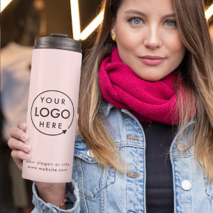 Bouteilles Isothermes Logo d'entreprise Pink rose clair minimaliste mo