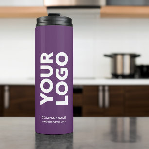 Bouteilles Isothermes Logo et texte personnalisés sur violet
