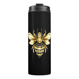 Bouteilles Isothermes Logo Faux Gold Foil Bee Polygonal sur Noir