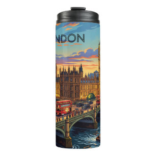 Bouteilles Isothermes Londres Angleterre Voyage Art Vintage