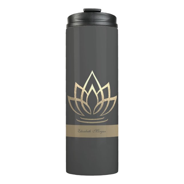Bouteilles Isothermes Lotus d'Or Élégant, Yoga (Devant)