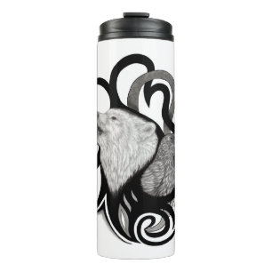 Bouteilles Isothermes Loup blanc avec art tribal coréen